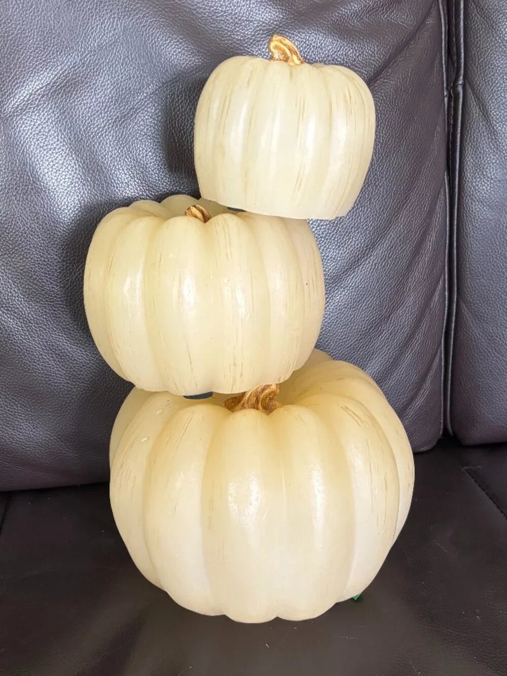 Valerie Parr Hill Stacking Illuminated Wax Pumpkins - Ivory (Set of 3)